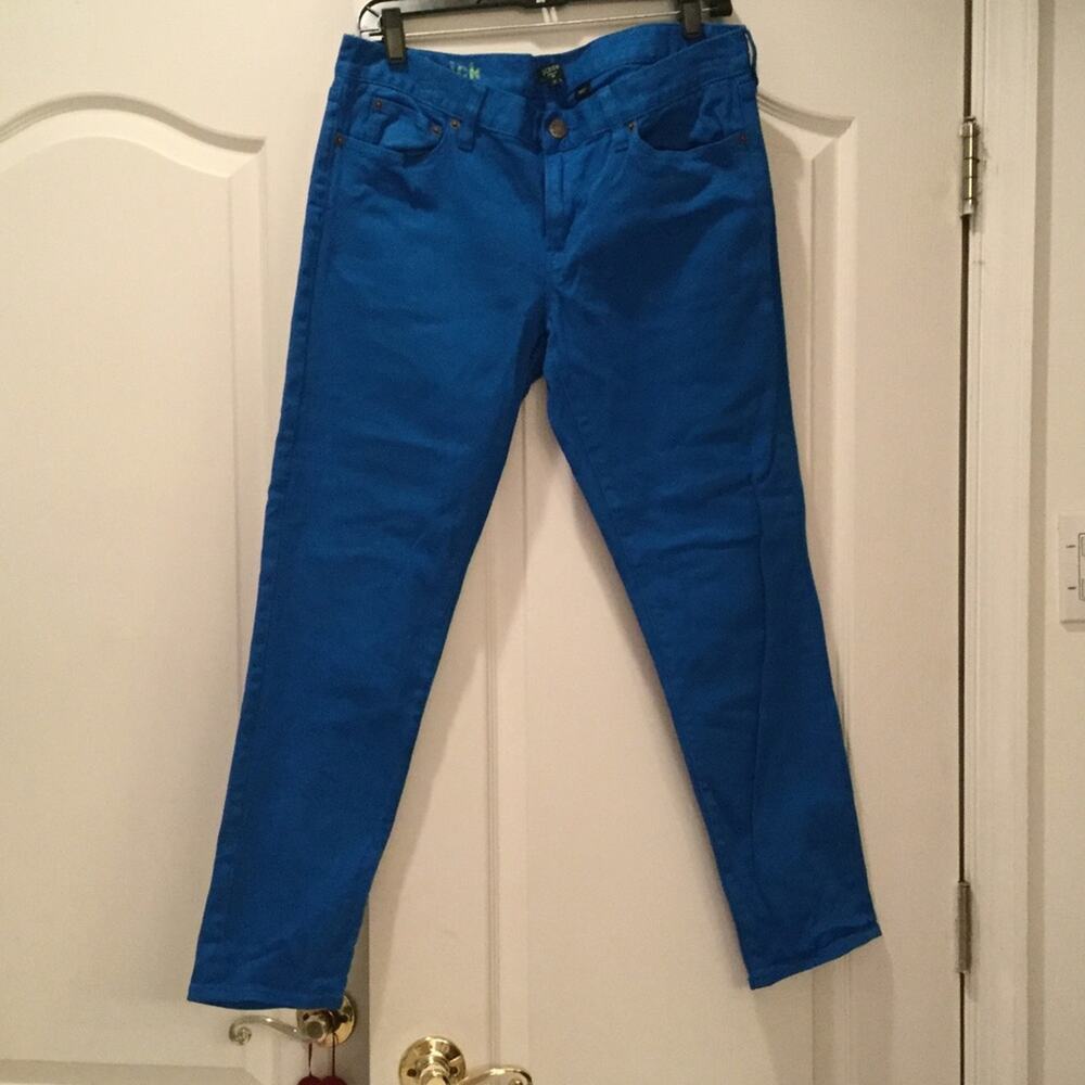 J Crew 31 toothpick blue capri cropped jean with stretch euc worn once